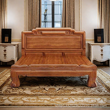 花梨木纯实木床新中式床1.8米双人床菠萝格床榫卯仿古雕花红木床