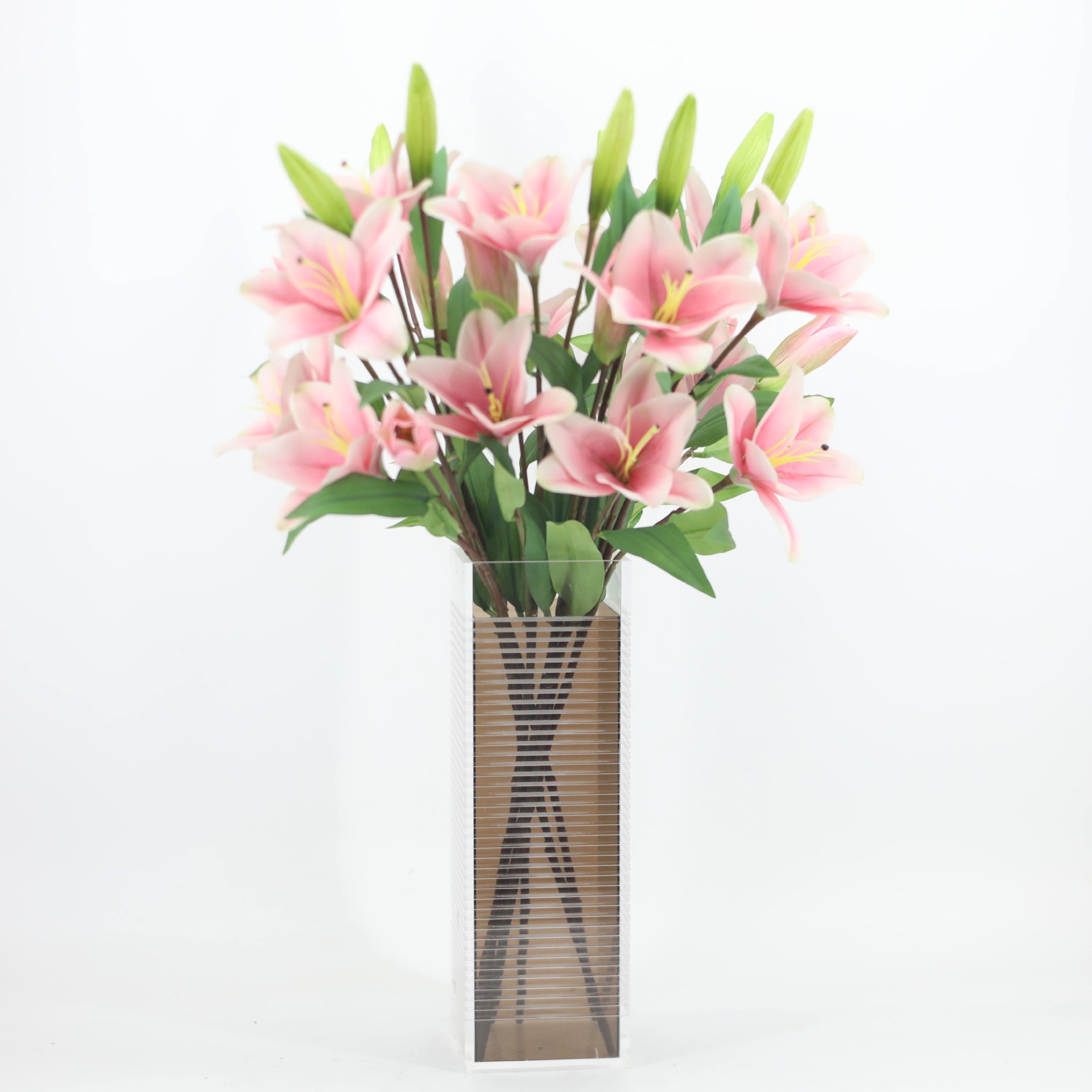 单枝百合花仿真花室内空间装饰花婚庆摄影道具假花插花材料批发