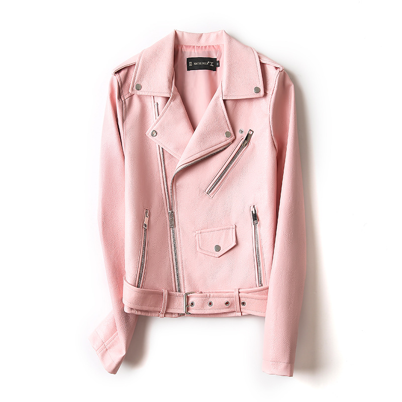 彩色女士机车皮夹克pu水洗皮新款短款修身皮衣女外套显瘦韩版