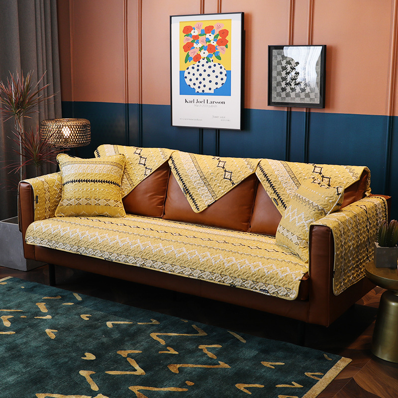 美式沙发坐垫复古风沙发巾盖布沙发套全包全盖万能套全棉罩定做