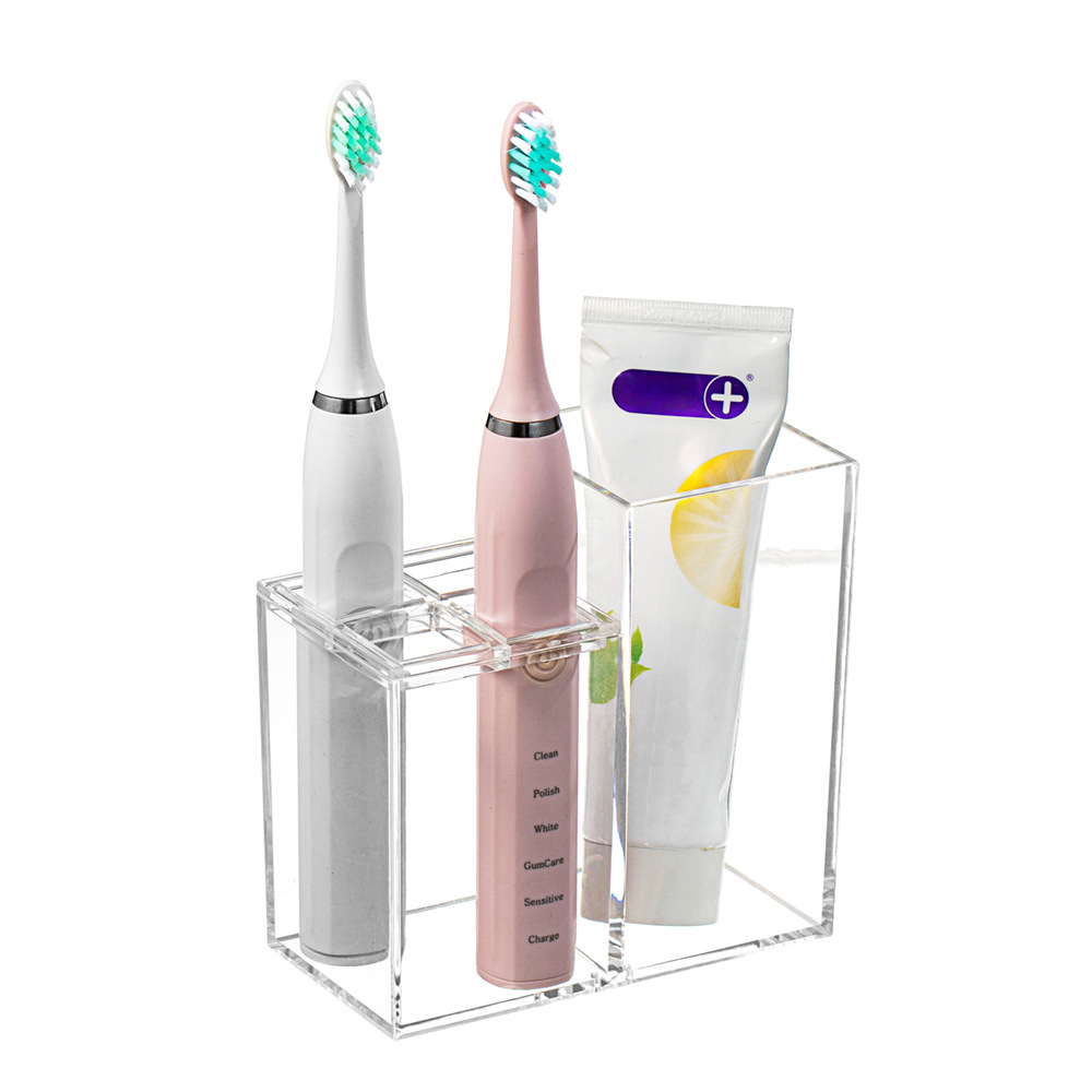 New Acrylic Toothbrush Holder Toothpaste Storage Box High-Grade Transparent Draining Toothbrush Stand Pen Container Cross-Border Foreign Trade