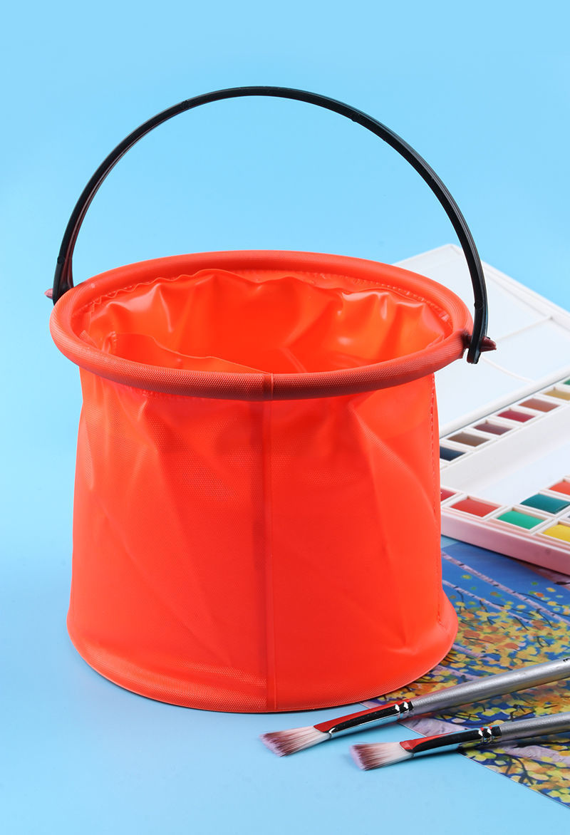 小号带隔层洗笔桶 橡胶水桶 折叠水桶伸缩塑胶美术绘画水桶美术水