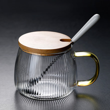玻璃杯带盖勺把手耐高温燕麦牛奶早餐杯子家用大容量耐热水杯宝优