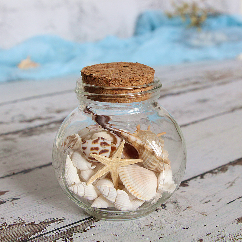 天然贝壳许愿瓶沙滩海螺漂流瓶治愈系海洋瓶玻璃瓶家居装饰摆件