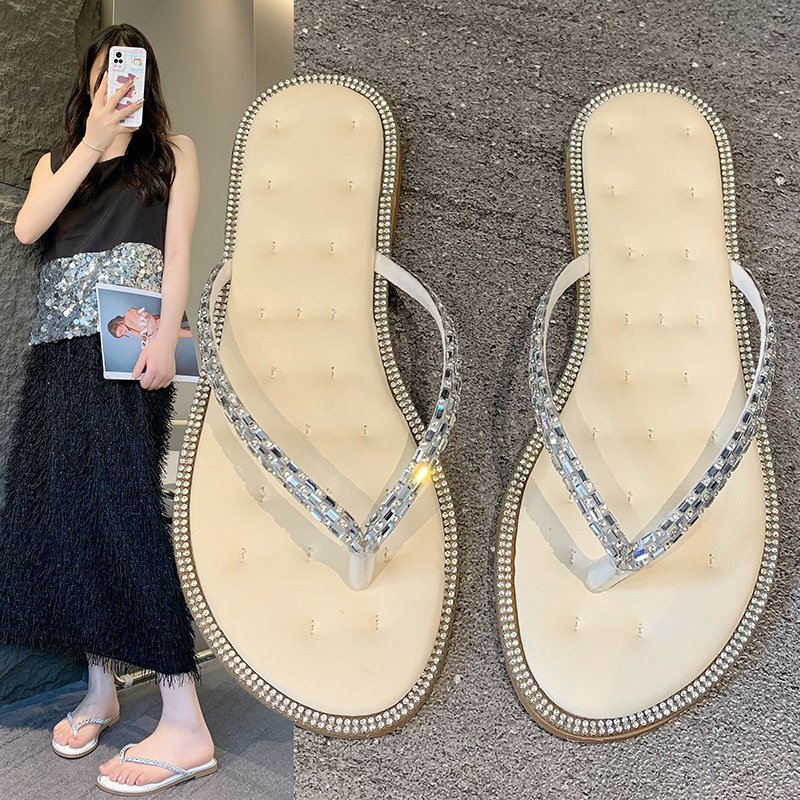 沙滩人字拖鞋女大码2024夏季新款womens shoes平底休闲夹趾凉拖