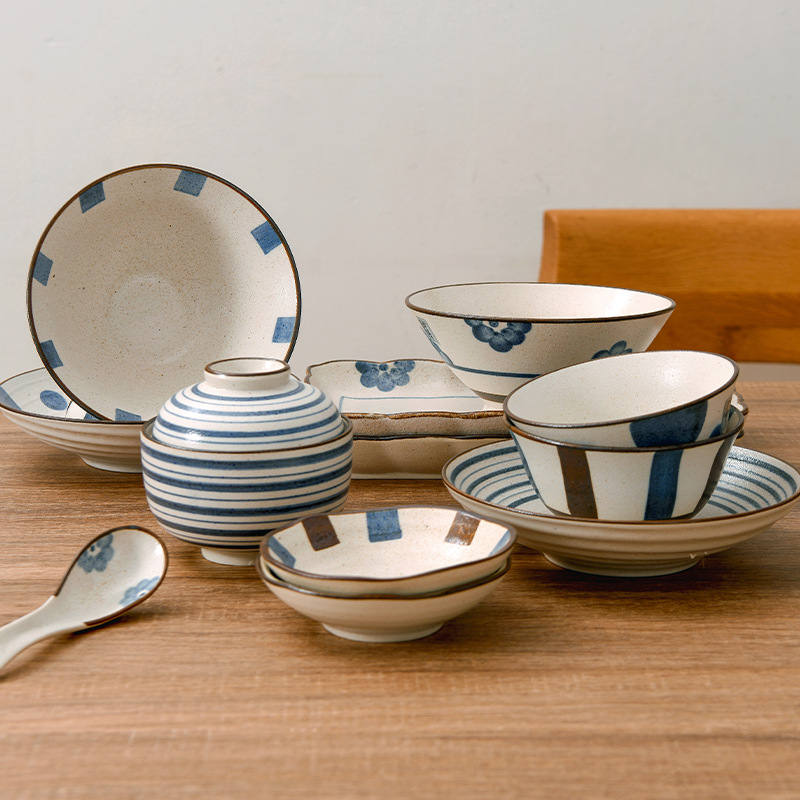Yinong Series Bowl and Dish Set Rice Bowl Disc Ceramic Tableware Japanese Household for One Person Bowl and Plate