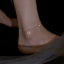 圆圈双层脚链女时尚小众设计感ins冷淡风高级气质性感精致脚饰品