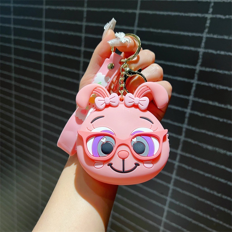 Creative Glasses Rabbit Coin Purse Keychain Trendy Cool Cute Fashion Rabbit Key Case Key Chain Student Card Holder Accessories