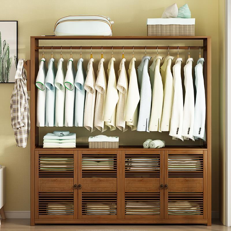 开放式衣柜衣帽架实木衣架落地立式简易晾衣架挂衣杆衣服挂架子