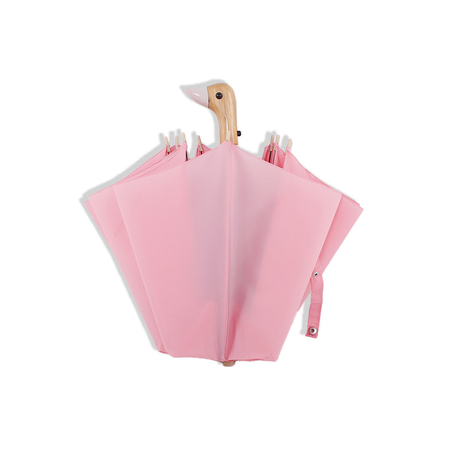 Two-Fold Duck Head Folding Umbrella Solid Wood Handle Sunny Dual-Use Umbrella Sunshade Umbrella Two-Fold Foreign Trade Duck Umbrella Custom Wholesale