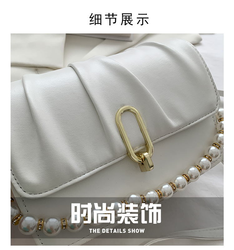 Fashion Korean Style Pearl Chain PU Leather Shoulder Messenger Bag Cheap Small Square Bag Women's 2021 New Women's Bag