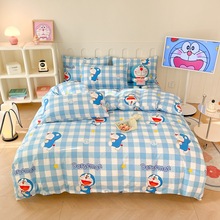 哆啦A梦儿童四件套纯棉100全棉卡通床单被套叮当猫单人床上三件套
