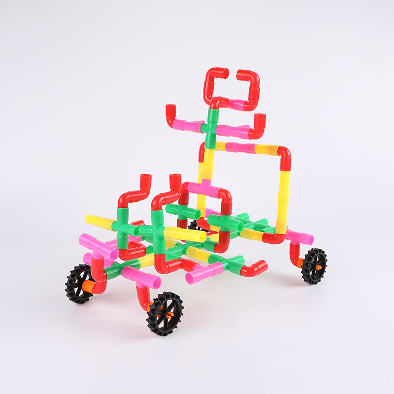 水管道积木拼装儿童管道式益智力开发女孩男孩幼儿园塑料拼插玩具