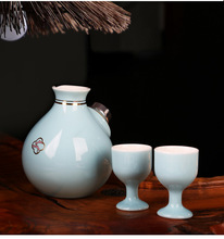 创意仿古白酒小酒杯  陶瓷高脚杯小酒盅传统复古中式烈酒杯摆件