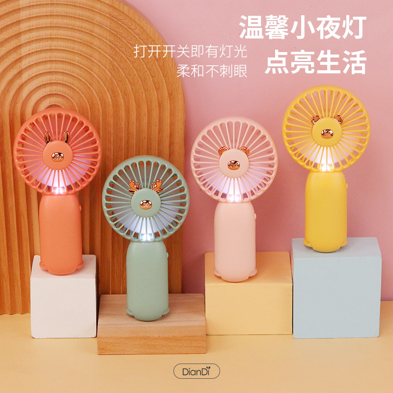 Cartoon with Light Little Fan Handheld Rechargeable New Drip Entity Opening Gift Portable Pocket Fan Wholesale