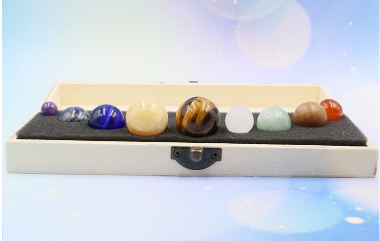 天然水晶宝石矿石标本 太阳系九大行星圆球桌面星球摆件 淘矿石