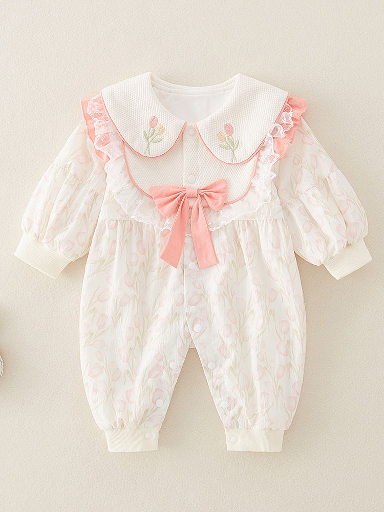 2024 New Baby Girl Newborn Infant Jumpsuit Doll Collar Embroidered Romper Princess Super Cute Going out Rompers Baby Clothes