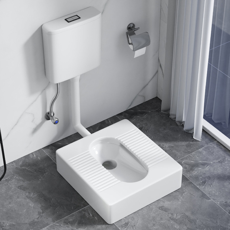批发免挖坑蹲便器一体式加宽坐便器改台式陶瓷蹲坑免砌台蹲坑防臭