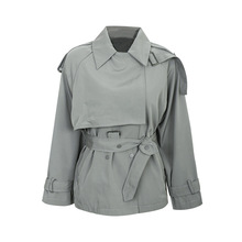 巴黎丽兹短款风衣女韩版宽松系带腰设计感秋季外套