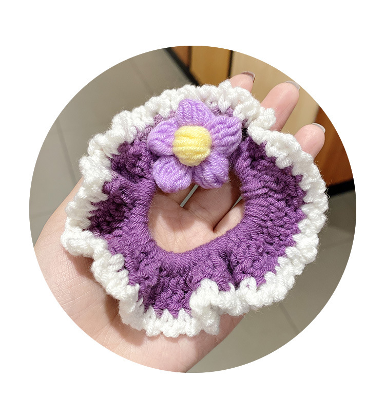 秋冬网红头绳针织毛线大肠发圈手工编织网红毛绒头绳女扎头