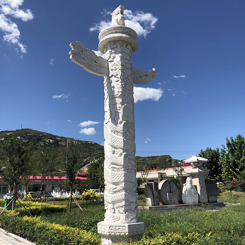 厂家石雕盘龙柱汉白玉文化柱天安门广场景区户外花岗岩华表罗马柱