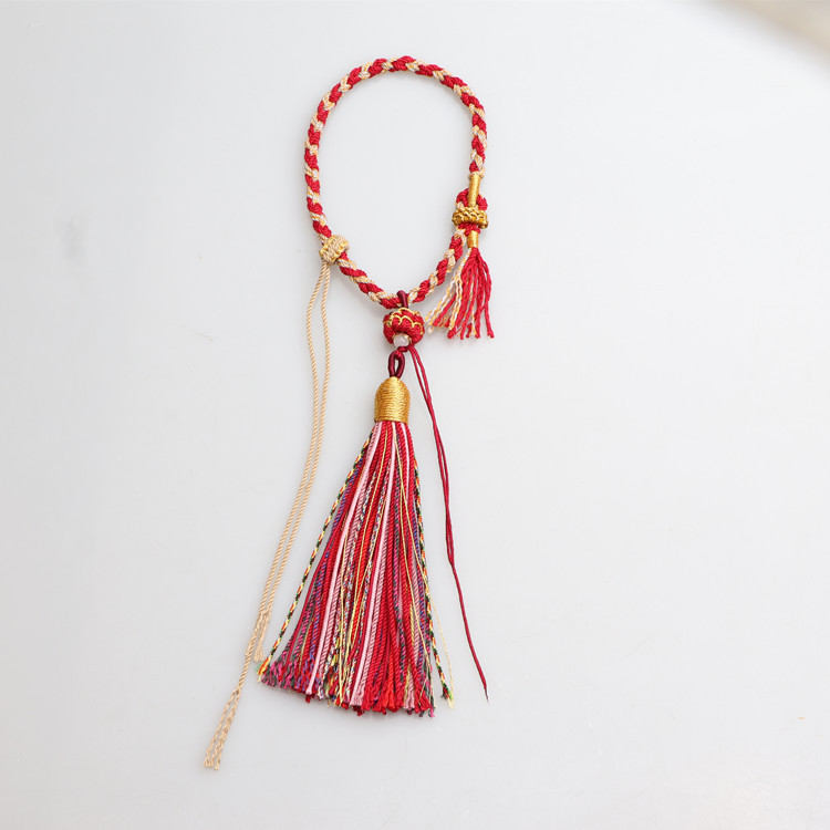 Handmade DIY Bodhi Seed Crafts Hand-Made Cotton Threads Tibetan Tassel Fringe Pendant Buddha Beads Bracelet Ornament Mixed Color Spike