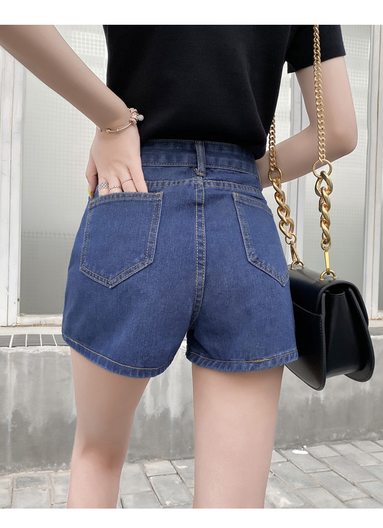 实拍高腰牛仔短裤女夏宽松显瘦网红外穿a字阔腿热裤潮ins