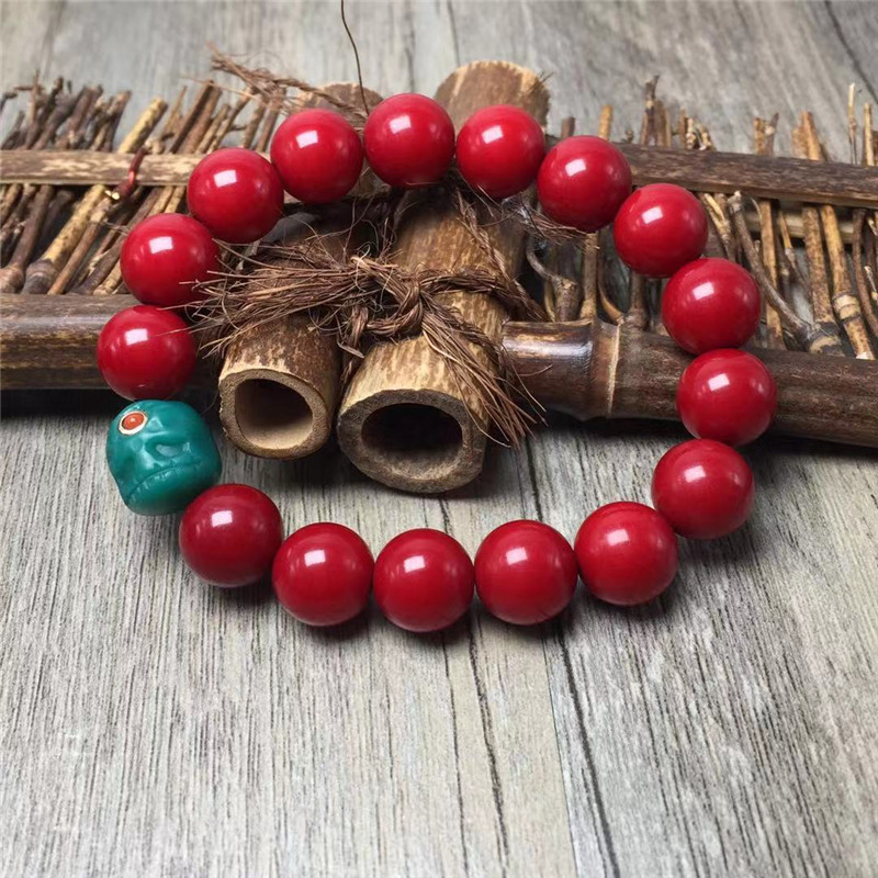 白玉菩提根老型桶朱砂供菩提子男女款手串手链项链念珠佛珠108颗