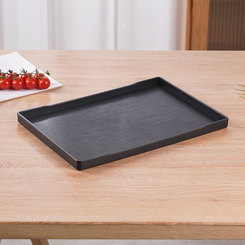 Yujing CJ Japanese Style Red Edge Pp Plastic Tray Japanese Tray Coffee Shop KTV Japanese Restaurant Tray