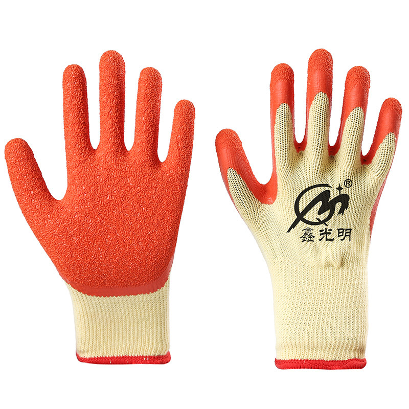 21 Woven Cotton Yarn Rubber Coated Gloves Wrinkle Non-Slip Gloves Construction Site Work Breathable Gloves Dipped Wrinkle Gloves