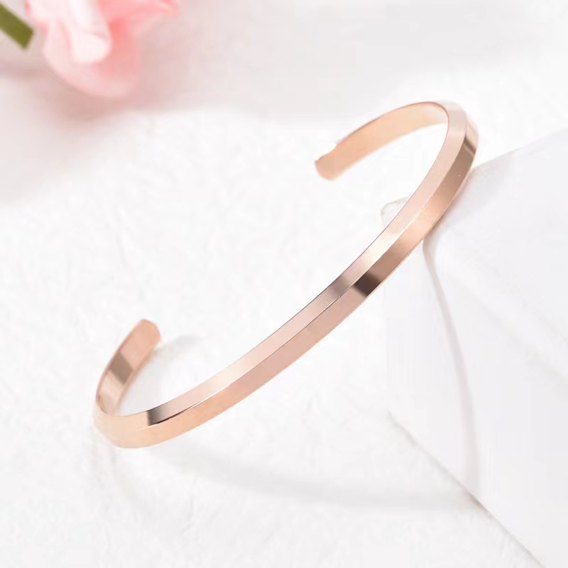 Factory Wholesale Titanium Steel Open-End Bracelet Bevel C Line Bracelet Gift Female Trend