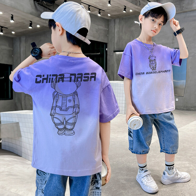 Children's Clothing Boy's Short-Sleeved T-shirt Summer Clothing 2023 New Summer Boys Medium and Big Children's Cotton Half Sleeve Shirt Fashion