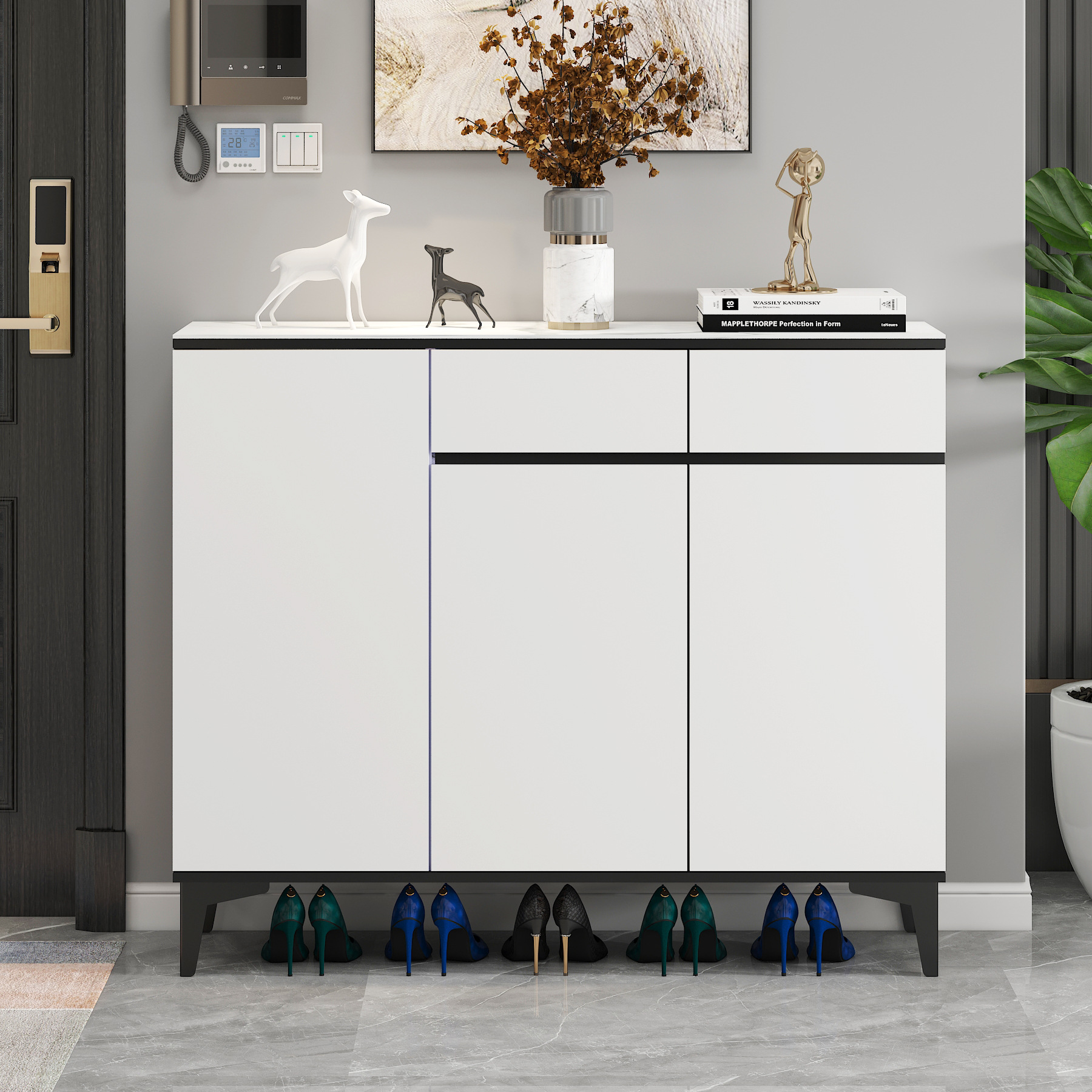 入户简易鞋柜2021新家用门口收纳柜现代简约经济型玄关柜一体