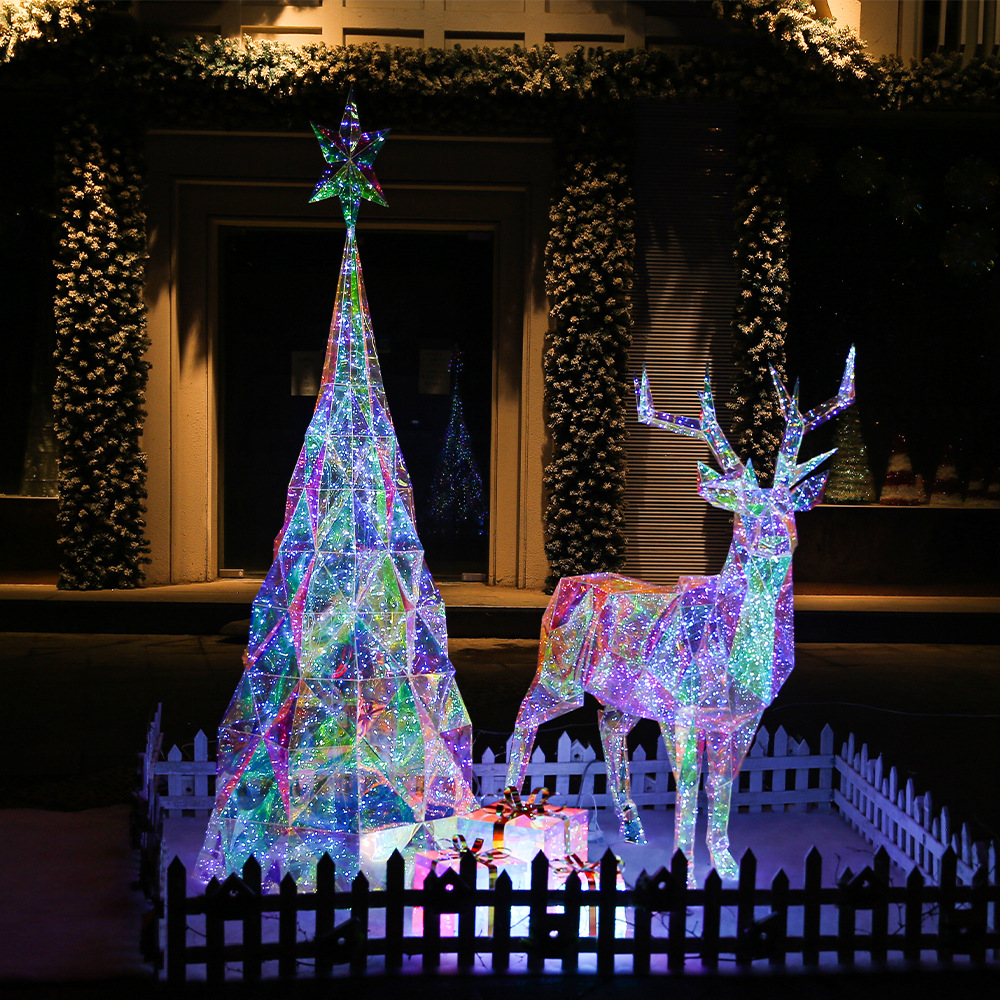 Magic Color Light-Emitting Christmas Tree Shopping Window Magic Color Christmas Elk Christmas Outdoor Scene Layout Light Festivals Pack