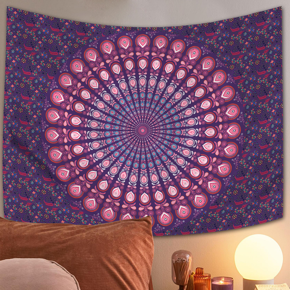 紫色曼陀罗挂毯艺术墙挂布客厅卧室房间沙发背景墙装饰布