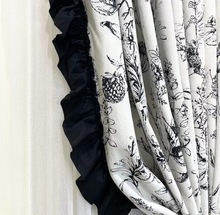 小法式复古棉布黑白木耳花边 毛毛球窗帘窗纱侧拼接装饰花边