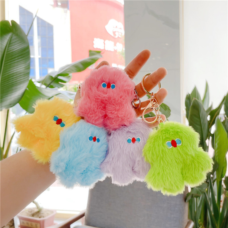 Internet Hot Cute Ins Pink Stupid Plush Doll Bag Bag Charm Accessories Doll Pendant Keychain Wholesale