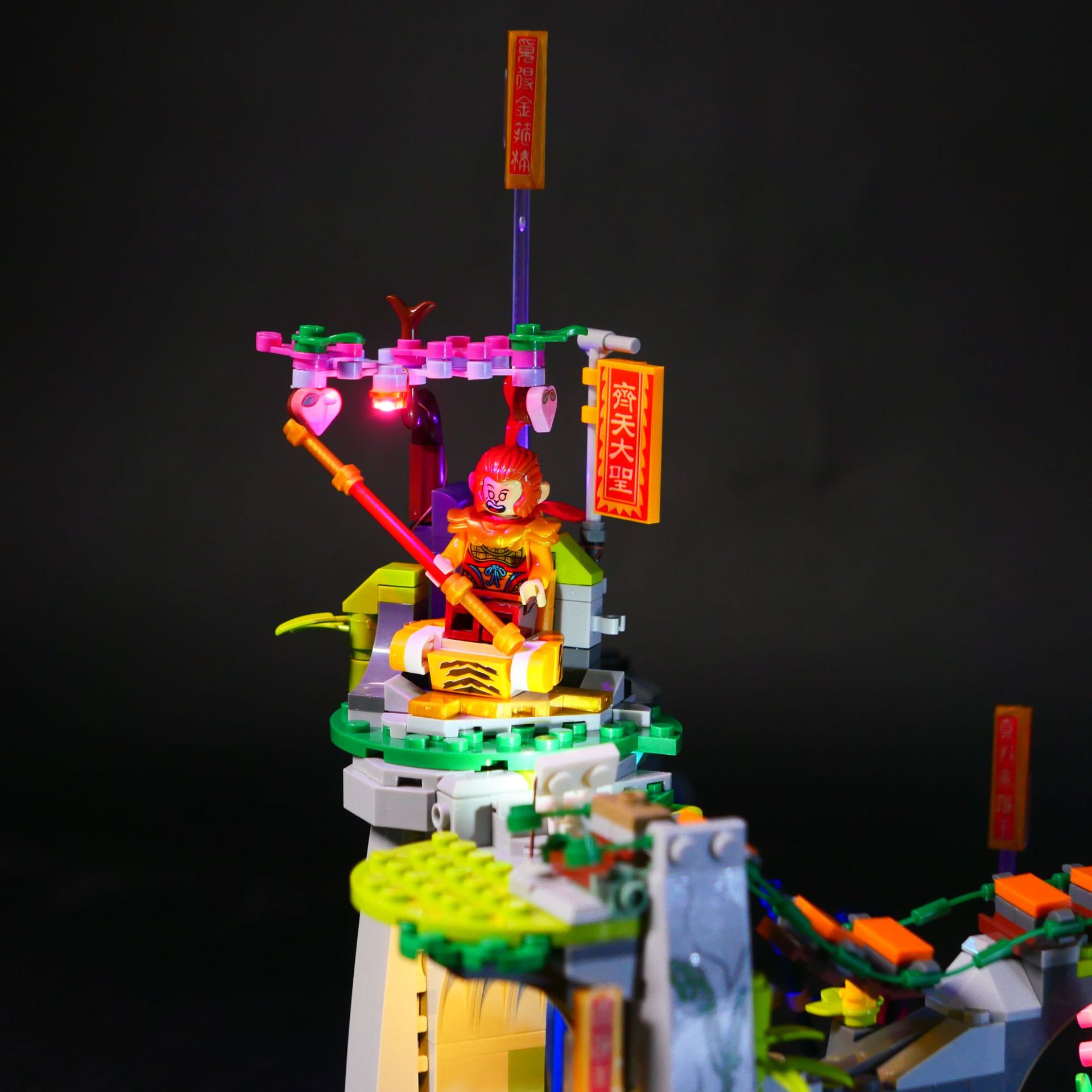 moc灯饰 兼容乐高 80024传奇花果山 积木配套led遥控灯饰配件