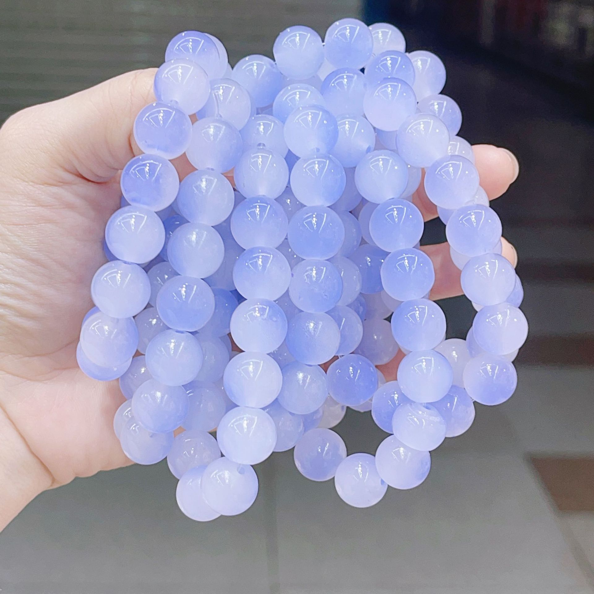 爆款渐变双色单色盘珠手串文玩果冻色仿菩提手链直播引流学生现货