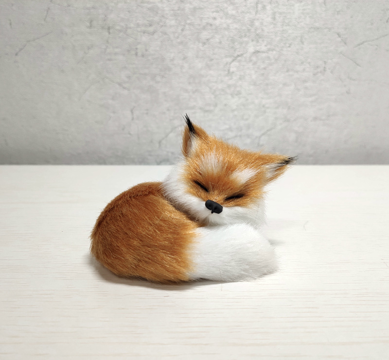 仿真小狐狸动物模型静态摆件皮毛工艺品礼品店小礼品生日礼物狐狸