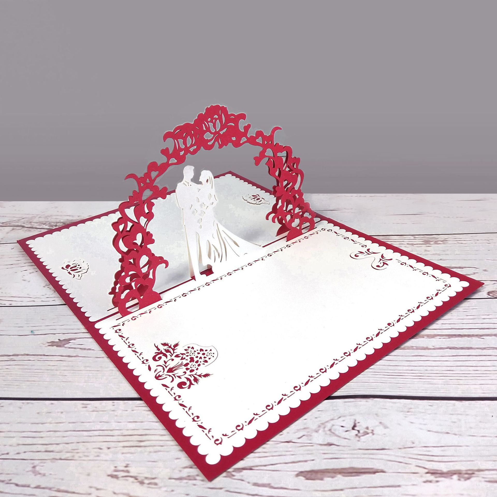 新郎新娘立体请柬婚礼邀请函个性定制内页喜帖祝福卡婚庆礼品跨境