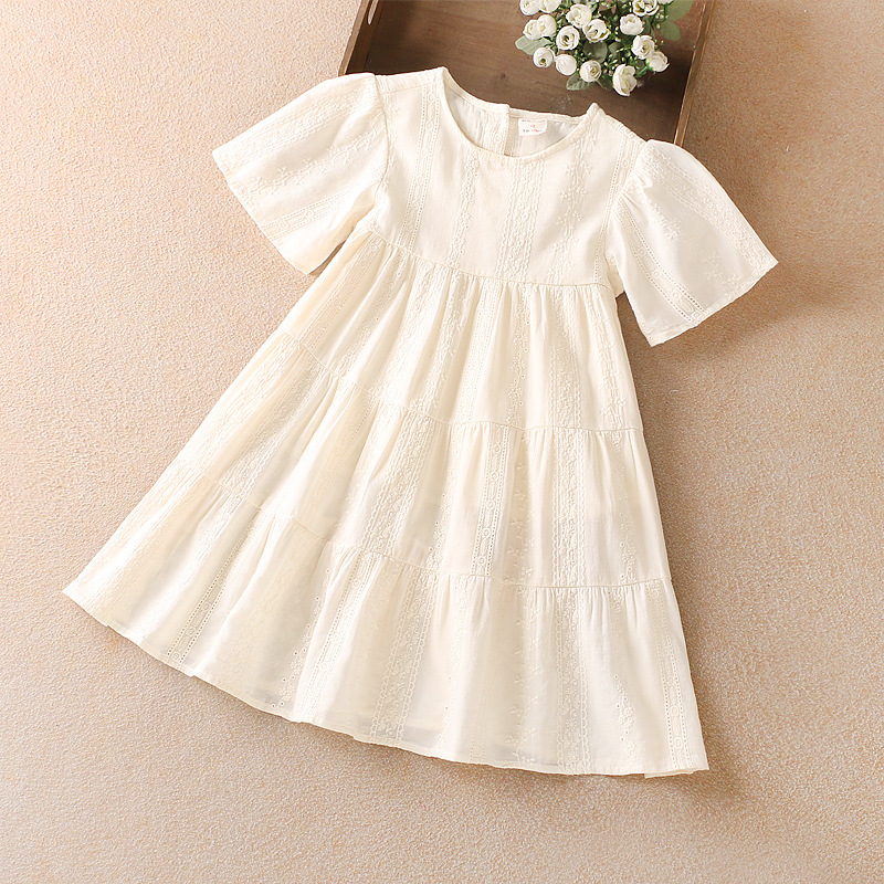 2024夏季新款童裙批发 女童连衣裙儿童刺绣纯棉裙子 中小童棉布裙