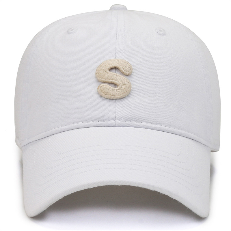 Spring and Autumn Korean Style Ins Letter S Baseball Cap for Women Lovers Wild Face-Looking Small Fashion Washed Cloth Retro Peaked Cap Men