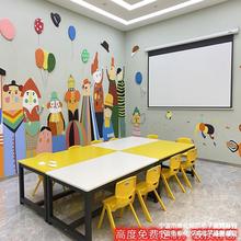 中小学生辅导培训班补习班双人美术绘画幼儿园儿童彩色课桌椅组合