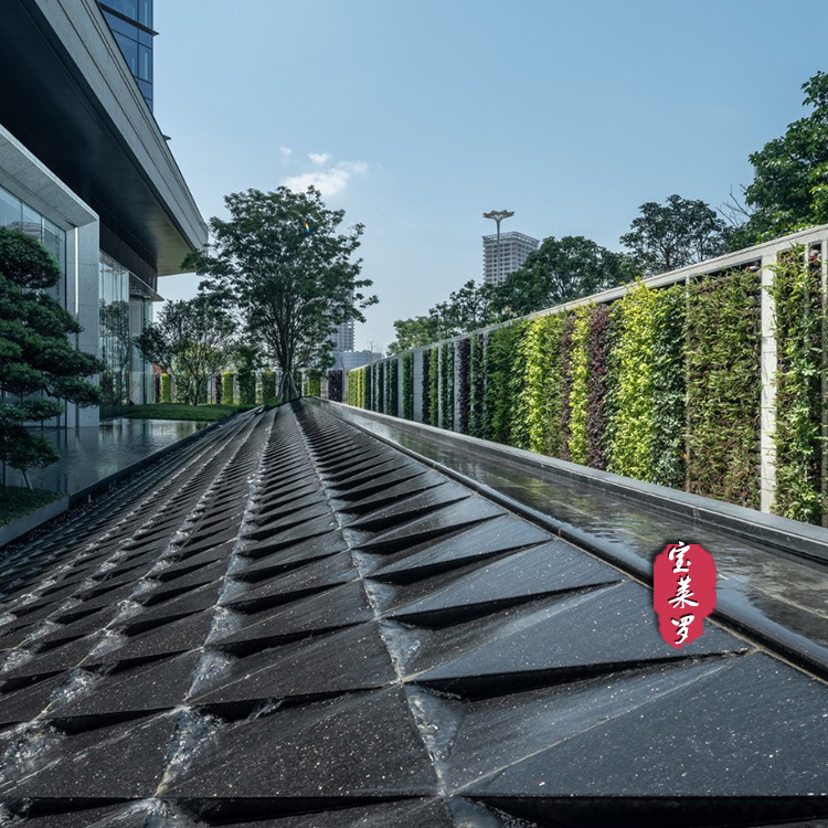 黑金沙水景石 黑金沙水景墙石 黑色花岗岩景观流水石