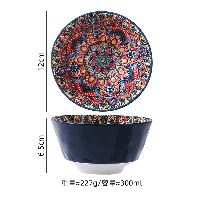 Bohemian Ceramic Tableware Orantis Bowl Dish Plate Vintage Hand Painted Meal Tray Dish Household Light Luxury Rice Bowl