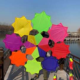 八卦风筝八连挂直径2米带25米尾巴防撕裂尼龙布抗大风