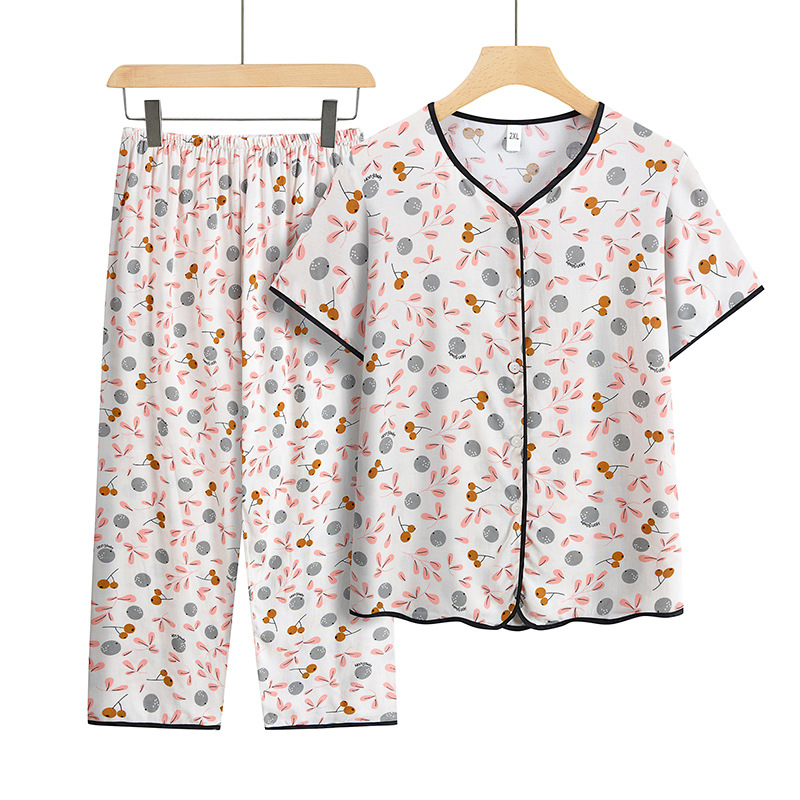 中老年夏季妈妈装开衫外套宽松短袖上衣女奶奶装休闲套装两件套女