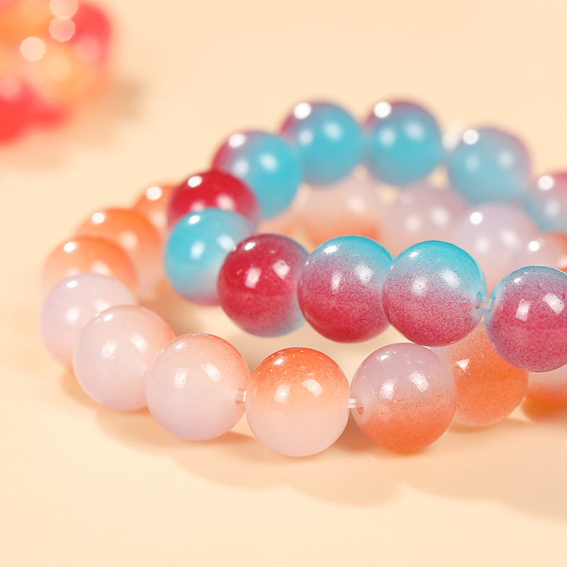 Simple and Fresh Summer Style Jade Material Bracelet Popular Two-Tone Gradient Bracelet Finger Winding Plate String Bracelet String Beads