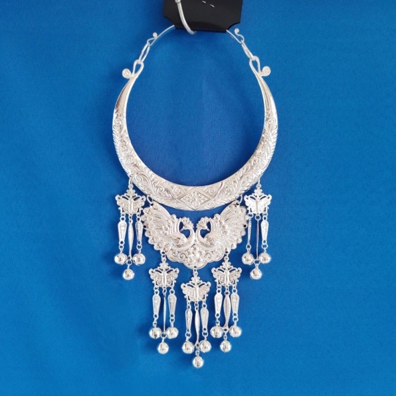 新少数民族苗族苗银精品风铃孔雀项圈 舞台节目项链服装配饰项圈